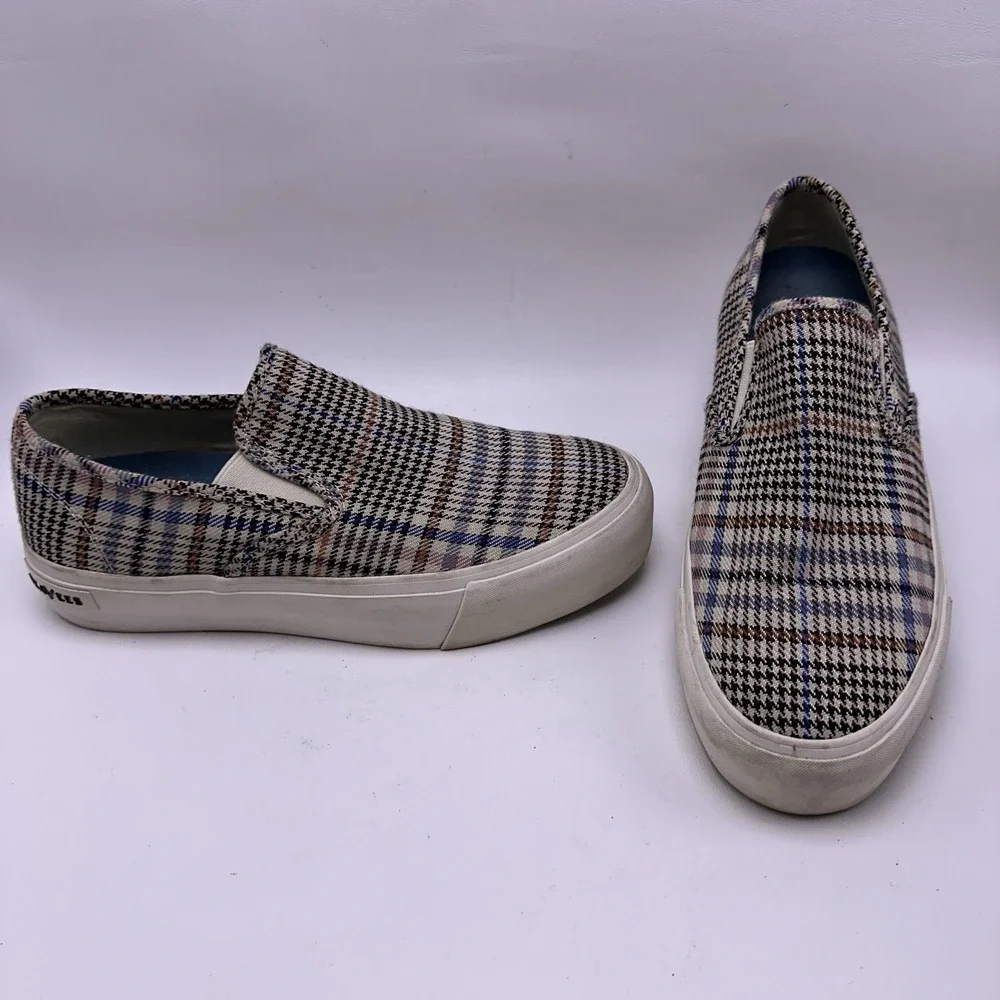 SeaVees Plaid Baja Canvas Slip-On Platform Women US 8.5 Flannel Slip On